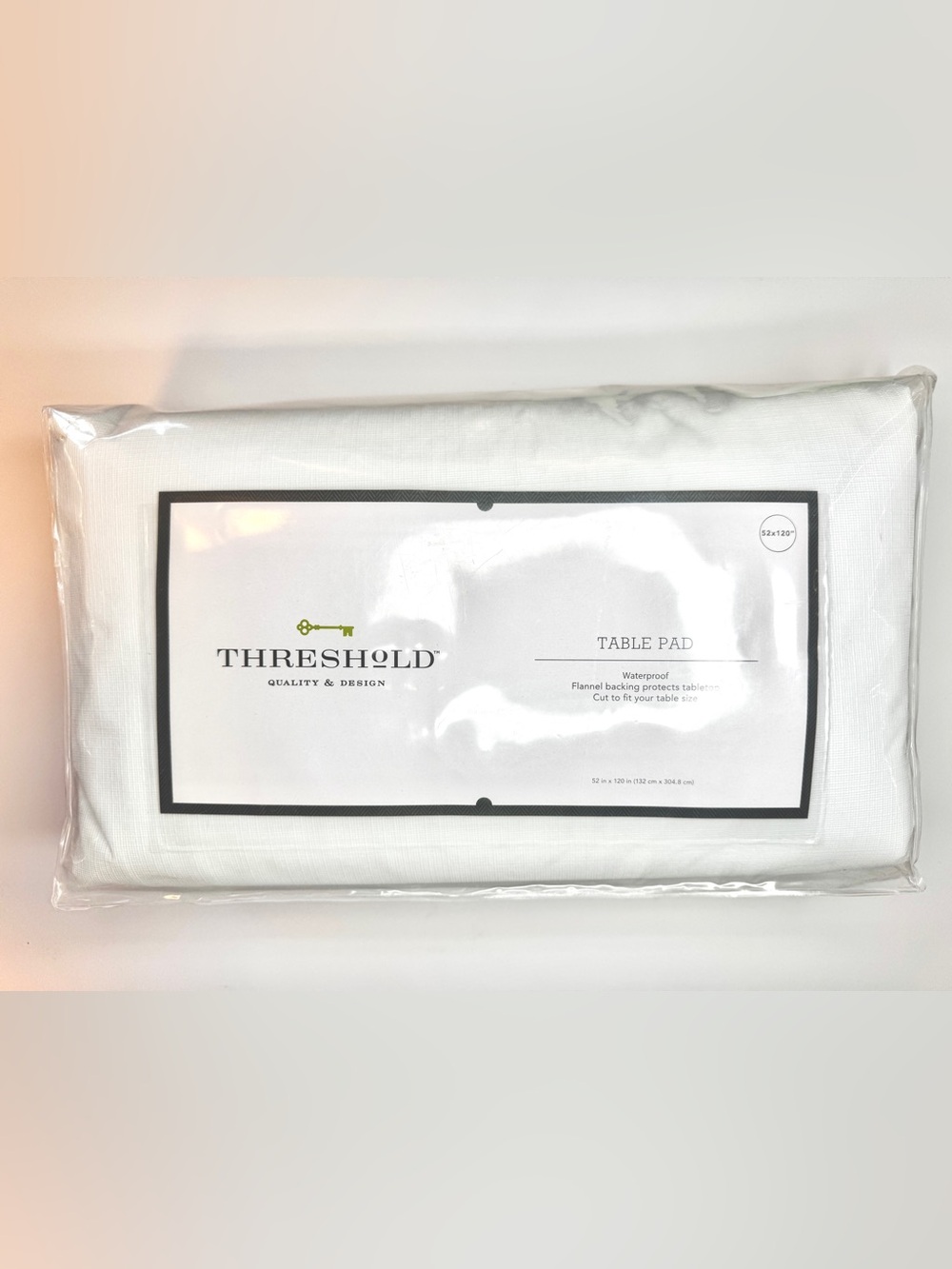 NIP Threshold Waterproof Table Pad White 52” x 120” Cut-to-Fit Table Protector